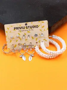 PRIVIU Set Of 6 Hoop and Stud Earrings