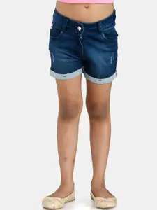 Peppermint Girls Washed High-Rise Pure Cotton Denim Shorts