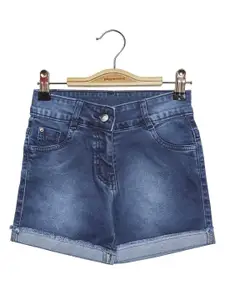 Peppermint Girls Slim Fit High Rise Pure Cotton Denim Shorts