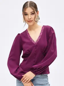 Harpa V-Neck Puff Sleeves Top