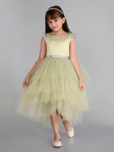 Toy Balloon kids Girls Self Design Round Neck Fit & Flare Midi Dress