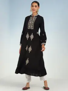Lakshita Ethnic Motifs Embroidered Mandarin Collar A-Line Kurta
