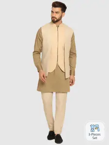 Blackberrys Self Design Longline Bandgala Suit with Nehru Jacket