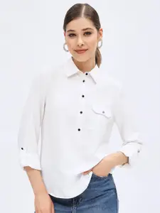 Harpa Roll-Up Sleeves Shirt Style Top