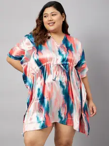 Curves By ZeroKaata Plus Size Abstract Printed Pure Cotton Kaftan Nightdress