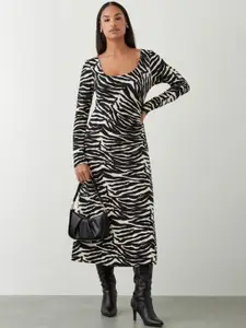 DOROTHY PERKINS Animal Print Scoop Neck A-Line Midi Dress