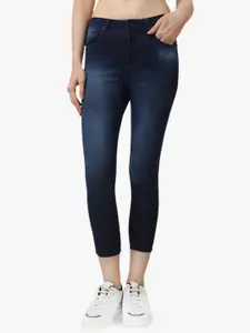 Recap Women Narrow Clean Look Skinny Fit Mid-Rise Light Fade Cropped Stretchable Jeans