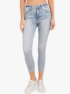 Recap Women Narrow Skinny Fit High-Rise Heavy Fade Stretchable Jeans