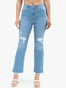 Recap Women Comfort Straight Fit High-Rise Distressed Jeans