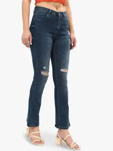 Recap Women Comfort Bootcut High-Rise Slash Knee Light Fade Stretchable Jeans