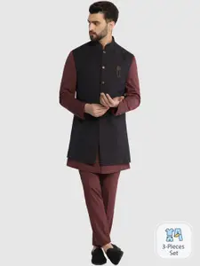 Blackberrys Mandarin Collar Regular Kurta & Pyjamas With Nehru jacket