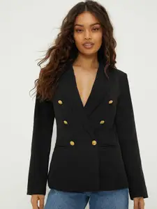 DOROTHY PERKINS Petite Solid Double-Breasted Military Blazer