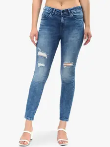 Recap Women Narrow Skinny Fit Highly Distressed Heavy Fade Cropped Stretchable Jeans