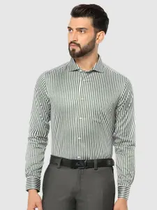 Blackberrys Straight Slim Fit Striped Pure Cotton Formal Shirt