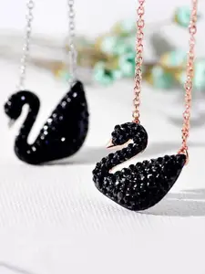 Krelin Gold-Plated Stone Studded Swan Pendant Chain