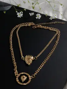 Krelin Gold-Plated Stainless Steel Layered Lion Head With Crown Pendant Necklace