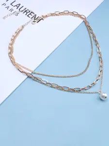 Krelin Gold Plated Multilayered Beads Pendant Necklace