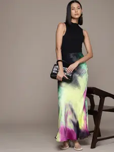 WAREHOUSE Dyed Satin-Finish Maxi Skirt