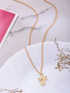 VIRAASI Gold-Plated Christian Baby Angel Pendant Chain Necklace