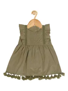 Creative Kids Infant Girls Ruffled Round Neck Cotton A-Line Dress