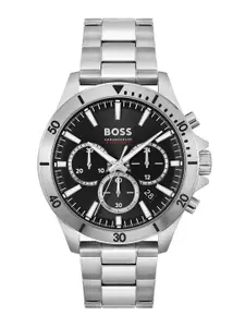 BOSS Men Textured Stainless Steel Bracelet Style Straps Analogue Chronograph Watch-1514057