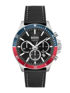 BOSS Men Brass Dial & Leather Straps Analogue Chronograph Watch 1514099