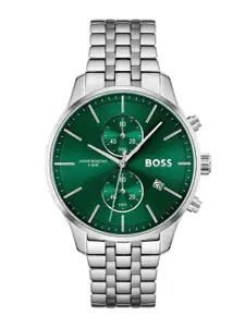 BOSS Men Textured Dial & Bracelet Style Straps Analogue Chronograph Watch 1513975