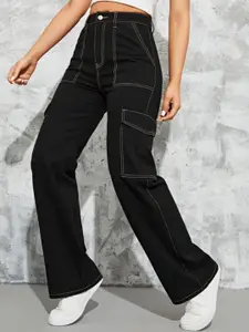 Next One Women Smart Wide Leg High-Rise Clean Look Stretchable Cargo Jeans