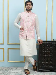 See Designs Men Mandarin Collar Regular Pure Silk Kurta With Pyjamas & Nehru Jacket