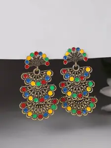 ANIKAS CREATION Gold-Plated Contemporary Drop Earrings