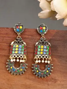 ANIKAS CREATION Gold Plated Pearls Beaded Drop Earrings