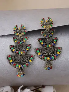 ANIKAS CREATION Gold-Plated Contemporary Drop Earrings