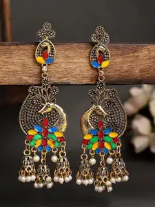 ANIKAS CREATION Gold Plated Pearls Beaded Drop Earrings