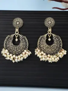 ANIKAS CREATION Gold Plated Pearls Beaded Chandbalis