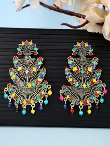 ANIKAS CREATION Gold-Plated Contemporary Drop Earrings