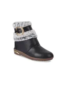 BAESD Girls Embellished Faux Fur Trim Winter Boots