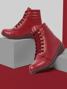 The Roadster Lifestyle Co. Women Red Mid Top Regular Boots