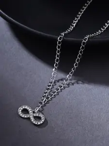 VIRAASI Rhodium-Plated Infinity Pendant with Chain