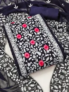 MANVAA Floral Embroidered Unstitched Dress Material