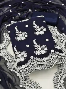 MANVAA Embroidered Silk Georgette Unstitched Dress Material