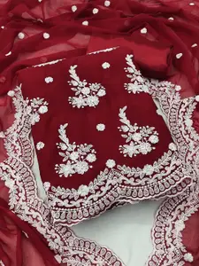 MANVAA Floral Embroidered Unstitched Dress Material