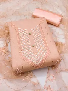 MANVAA Embroidered Chanderi Cotton Unstitched Dress Material