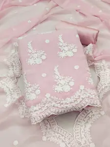 MANVAA Ethnic Motifs Embroidered Georgette Unstitched Dress Material