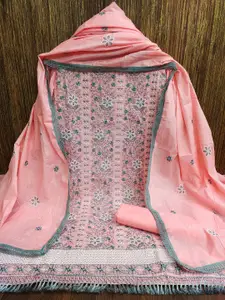 MANVAA Floral Embroidered Unstitched Dress Material