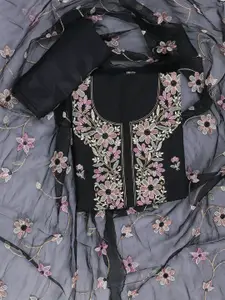 SALWAR STUDIO Floral Embroidered Unstitched Dress Material