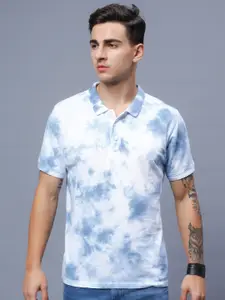 PEPLOS Tie and Dyed Polo Collar Cotton T-Shirt