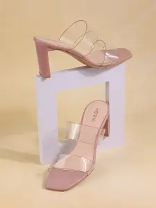 Metro Two Strap Open Toe Slim Heels