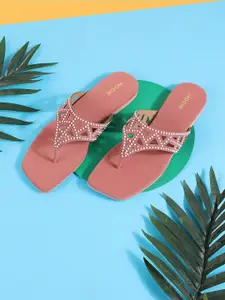 Mochi Embellished Open Toe Flats