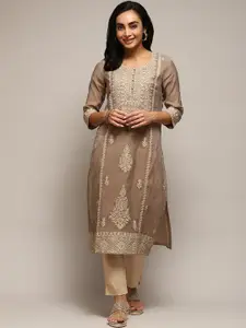 Biba Floral Embroidered Thread Work Kurta