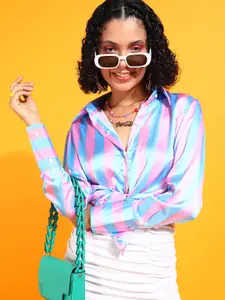 Popwings Relaxed Striped Casual Shirt